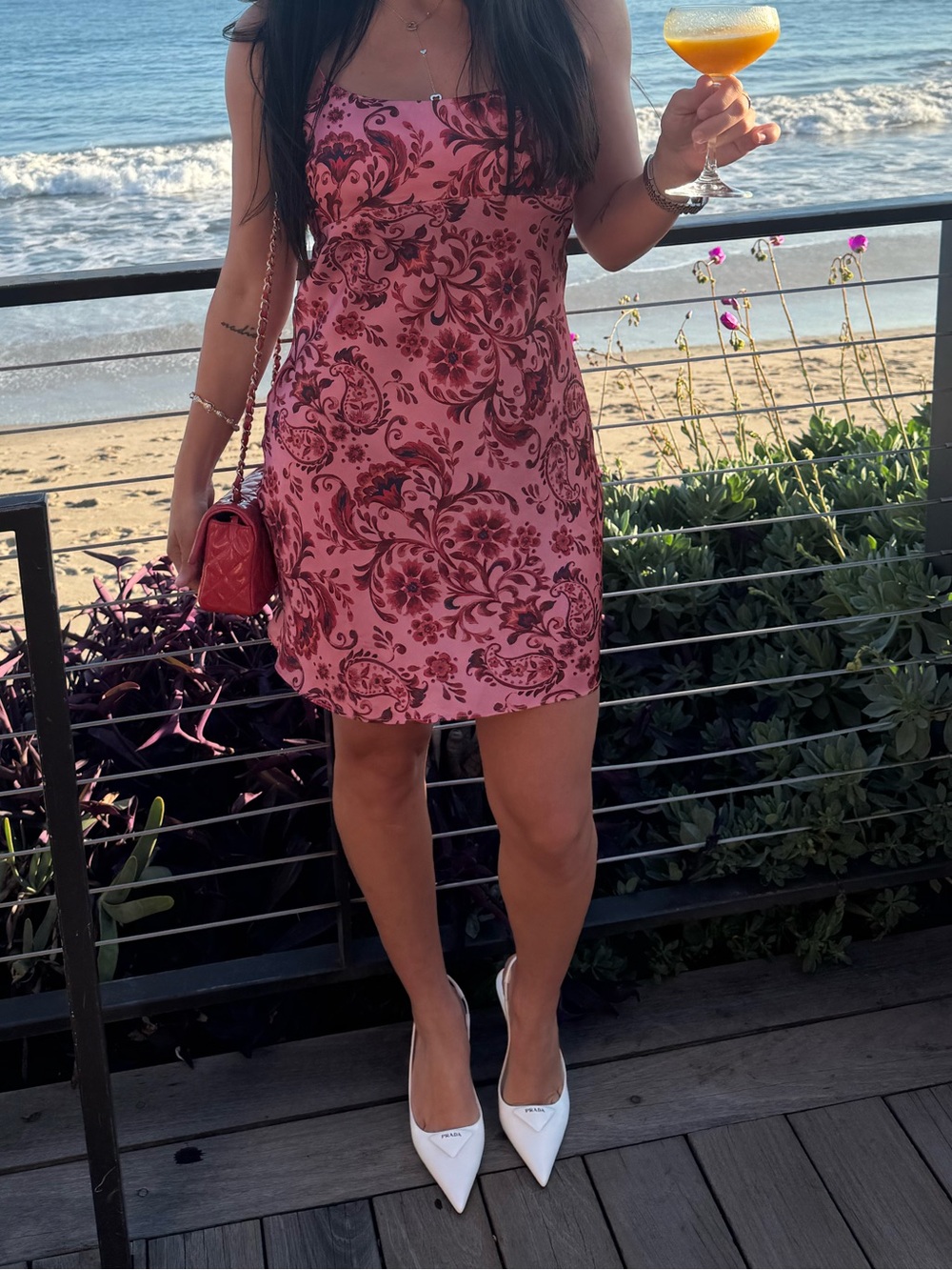 Olivaceous Pink Floral Satin Slip Dress
